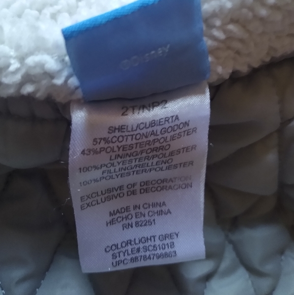 Disney Frozen Zip Hooded Jacket Grey Girls Size 2T - Picture 5 of 10